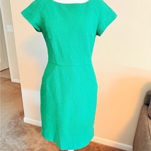 J. Crew Kelly Green Midi Dress with Bateau Neckline Sz 8